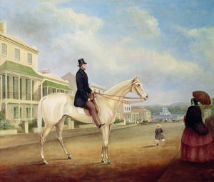 Jinete en un caballo blanco, probablemente en Macquarie Street North, c.1850